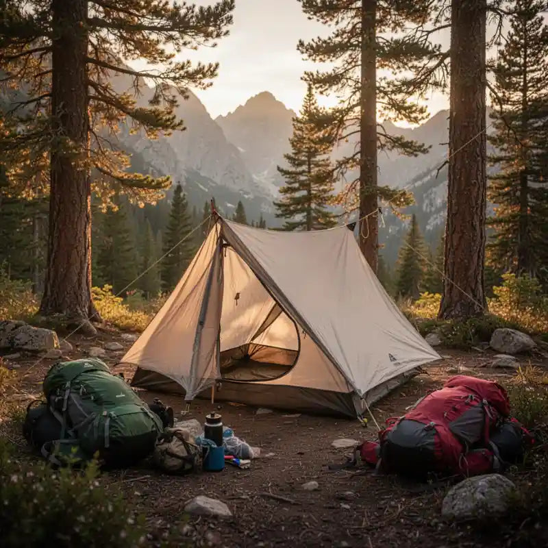 Tente de randonnée installée en pleine nature pour bivouac en montagne Passion Randonnee