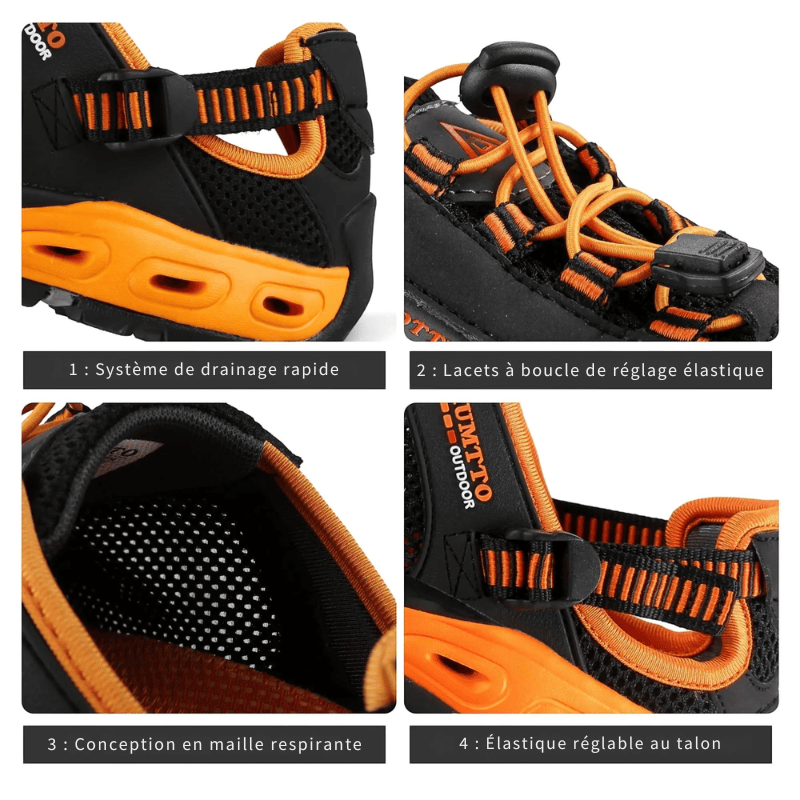 Chaussures aquatiques homme Passion Randonnee, lacets elastiques et drainage rapide.
