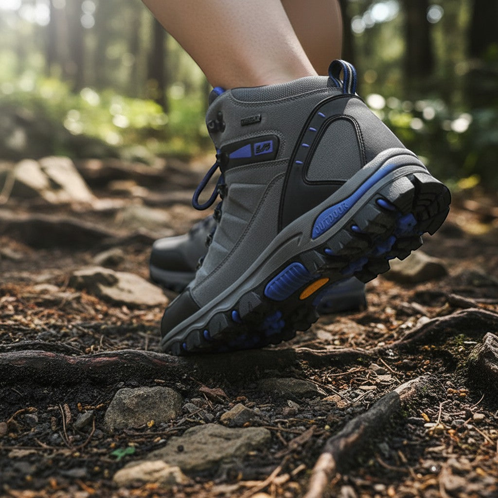 Chaussures de randonnée hiver femme avec semelle crantée offrant une excellente adhérence sur terrain irrégulier.