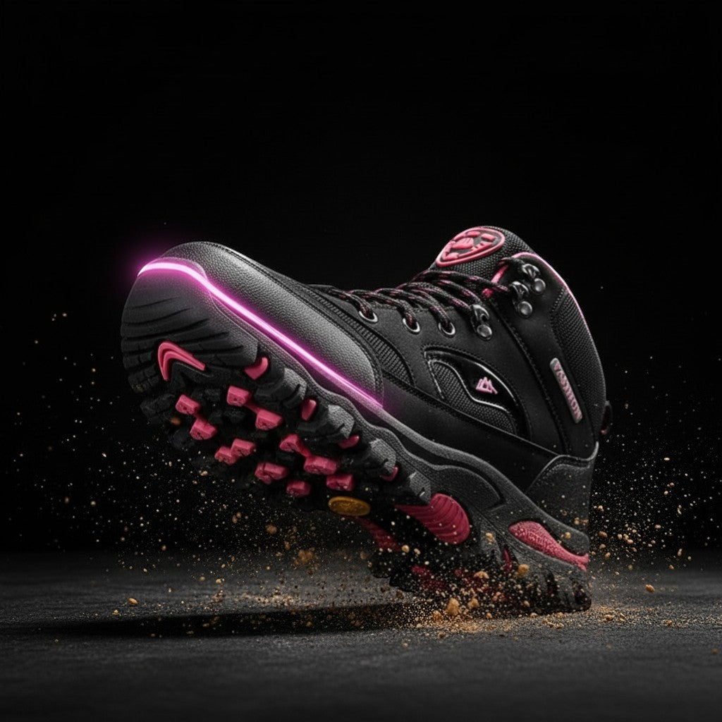 Chaussures de randonnée hiver femme avec semelle crantée offrant une excellente adhérence sur terrain difficile.