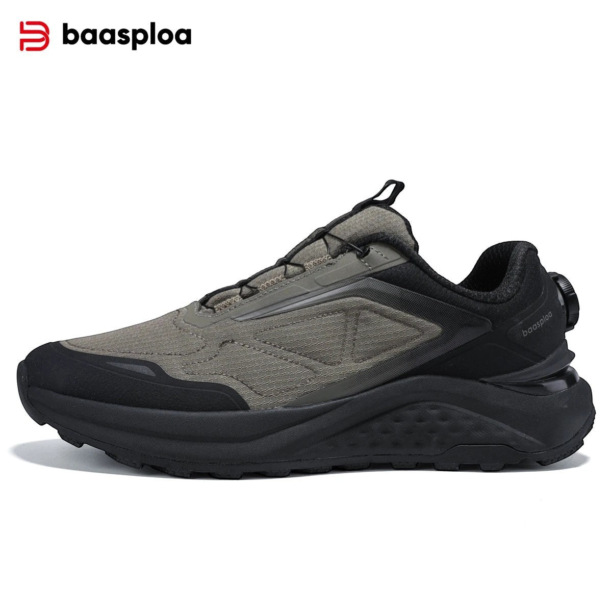 Chaussures de randonnée pour homme en gris roc conçues pour une bonne adhérence sur terrain extérieur varié.