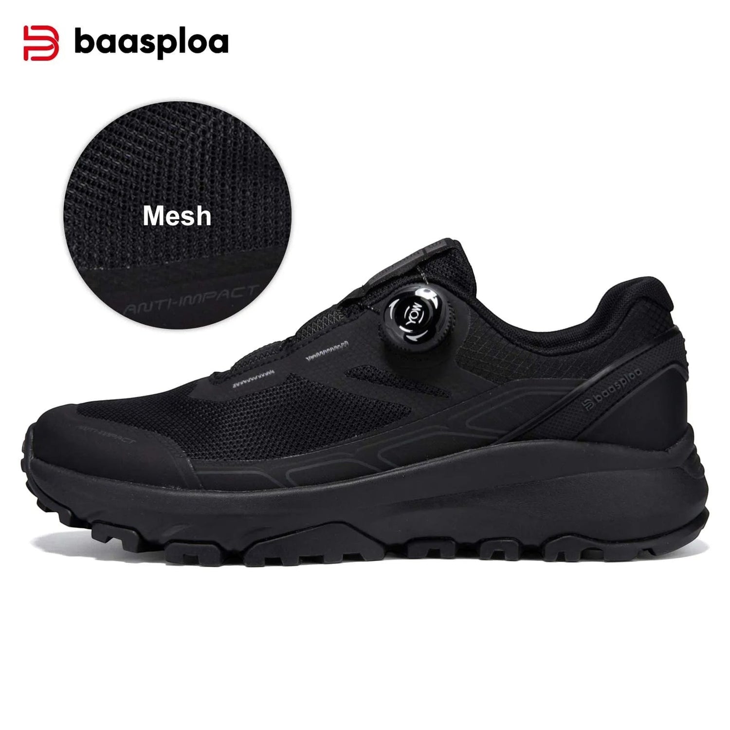 Chaussures de randonnée pour homme en mesh noir respirant. Ce modèle offre un bon confort et une aération optimale lors des longues randonnées.