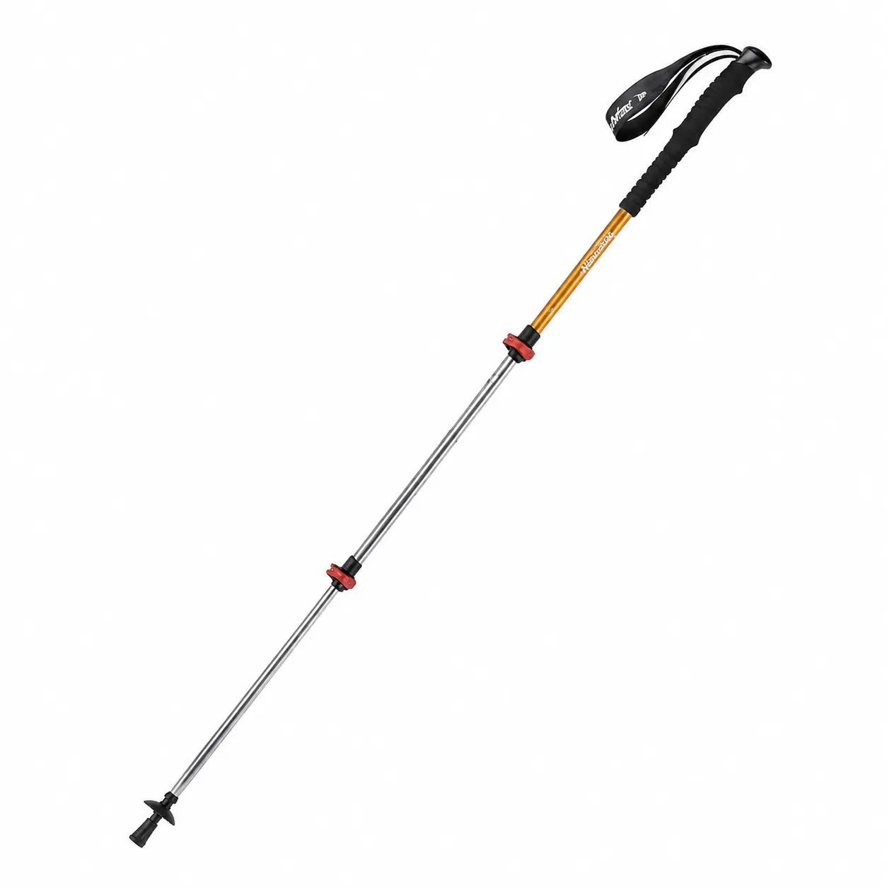 Bâton de marche orange et gris Passion Randonnée, modèle réglable et léger, adapté aux balades, au trekking et aux sorties en nature.