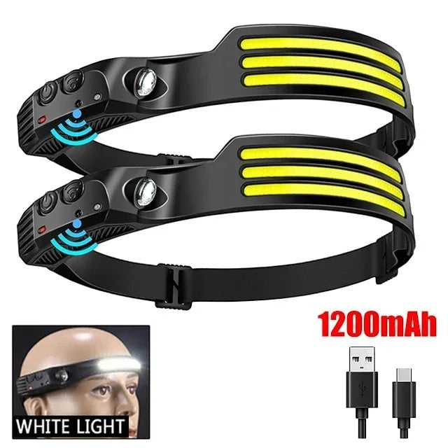 Lot de 2 lampes frontales Passion Randonnée 3 LED avec batterie 1200 mAh, recharge USB et éclairage blanc pour la randonnée ou le camping.
