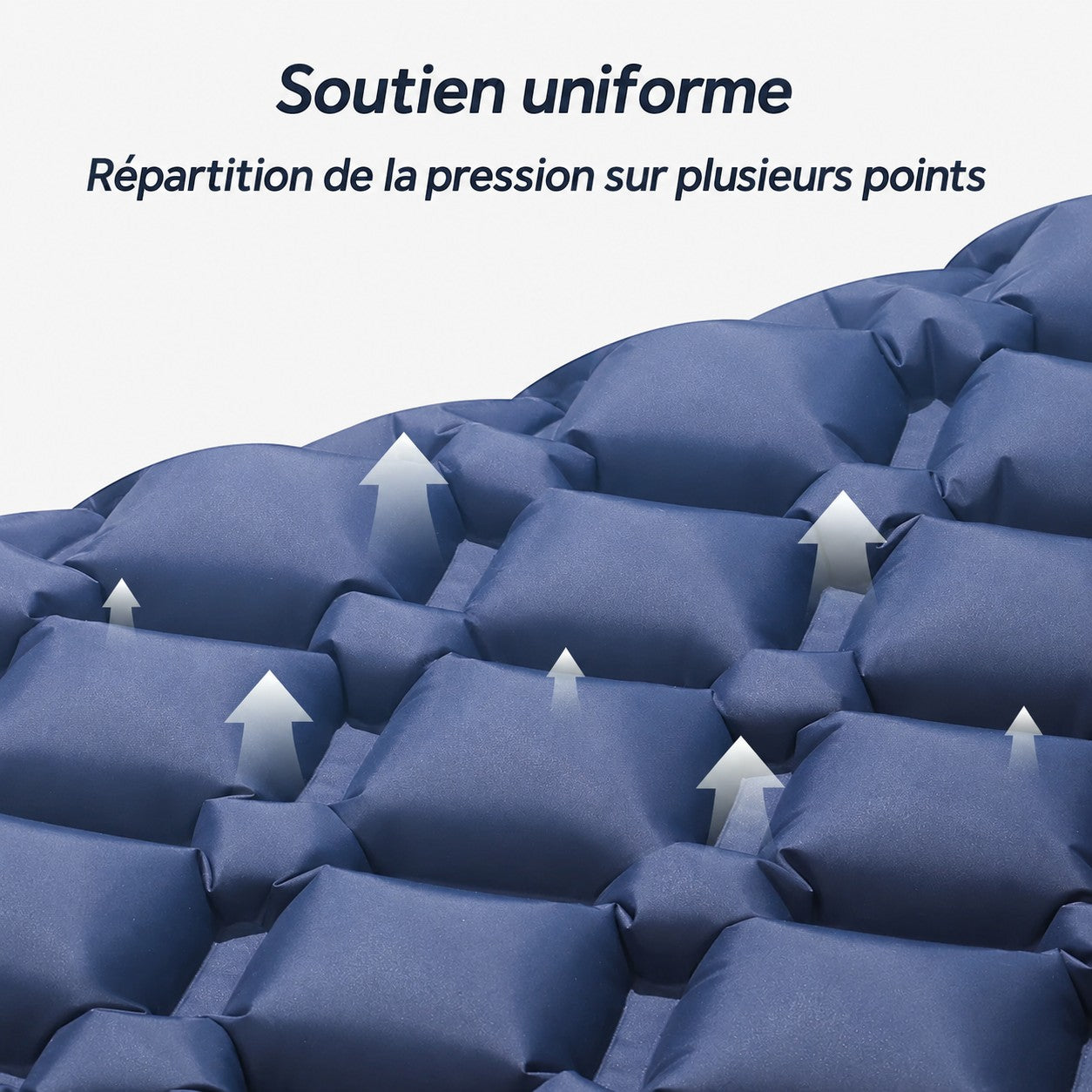 Gros plan sur la structure du matelas double Passion Randonnée, montrant une répartition uniforme de la pression pour un meilleur confort.