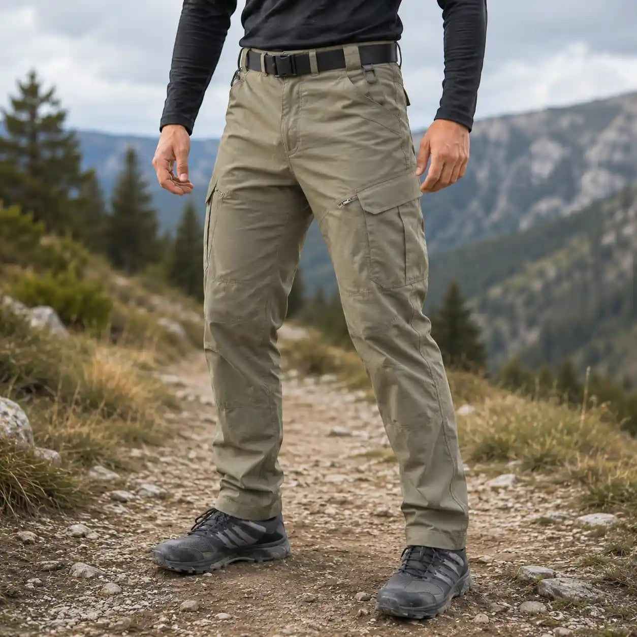 Pantalon de randonnée vert Passion Randonnée pour homme, avec poches cargo et coupe confortable pour les sentiers de montagne.