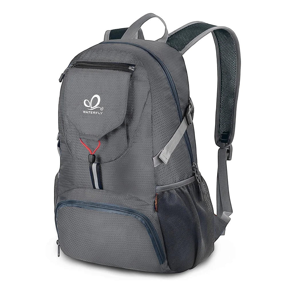 Sac à dos de randonnée Passion Randonnée gris, 20 L, compact et pliable, en nylon, avec ceinture à coussin d'air.