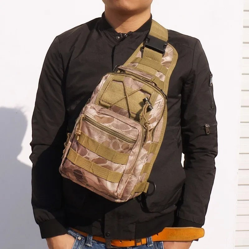 Sac bandoulière tactique Passion Randonnée en tissu 600D camouflage, unisexe, avec de nombreuses poches, taille S.