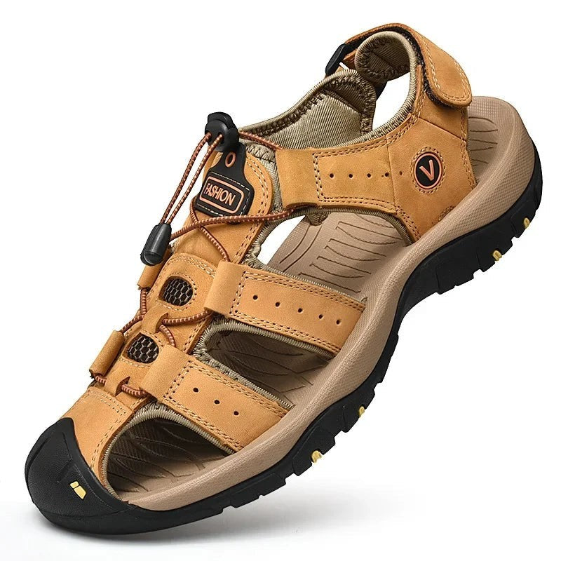 Sandales de randonnée pour homme Passion Randonnée en simili cuir, avec sangles réglables et semelle en caoutchouc.