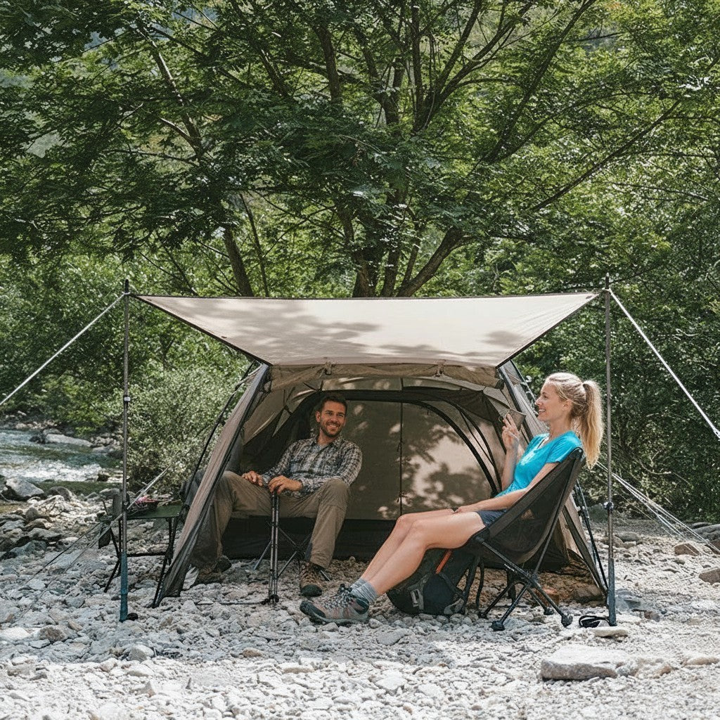 Tente de camping 4 saisons pour 2 personnes Passion Randonnée, avec armature en aluminium et toile enduite de silicone.