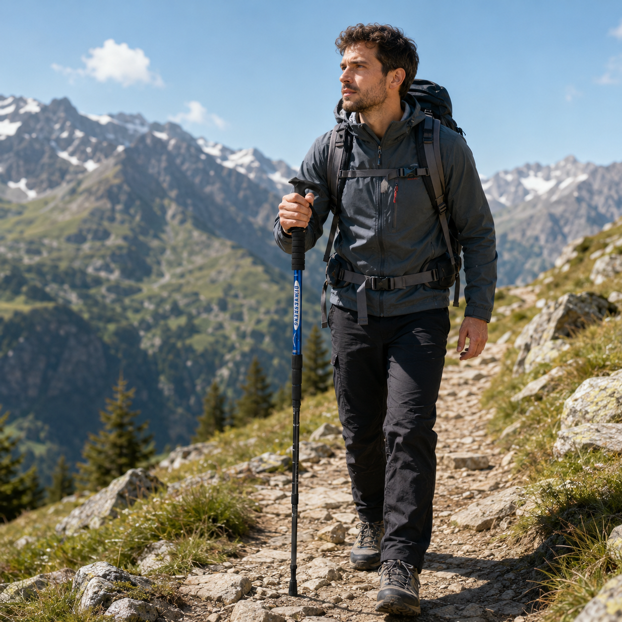 Baton pliable Passion Randonnee en trekking de montagne, stabilitee optimale.