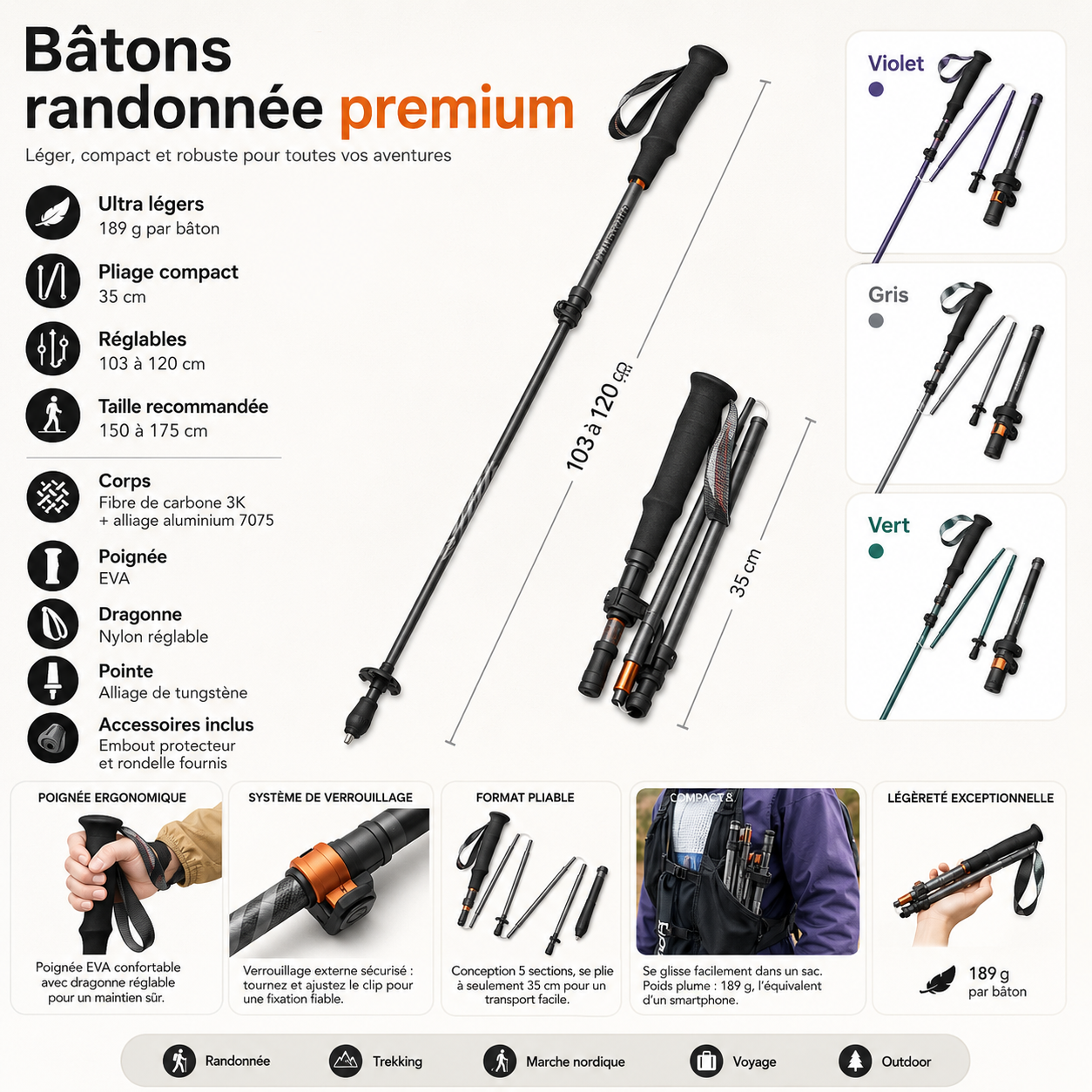 Detail de la rondelle des batons randonnee premium Passion Randonnee, robuste.