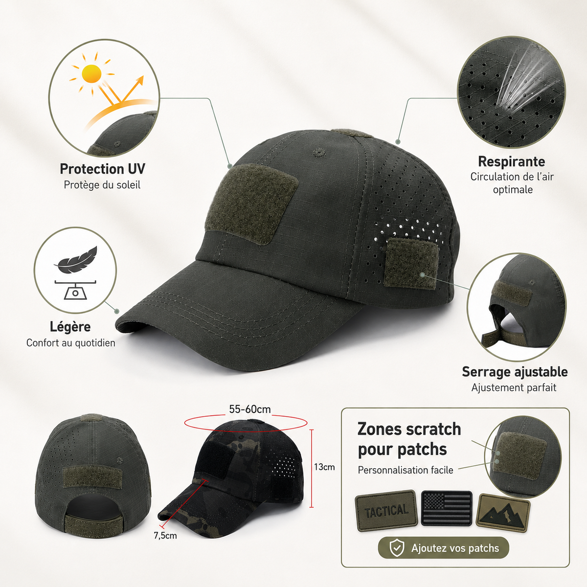 Casquette camouflage protection UV Passion Randonnee portee en randonnee, style discret.