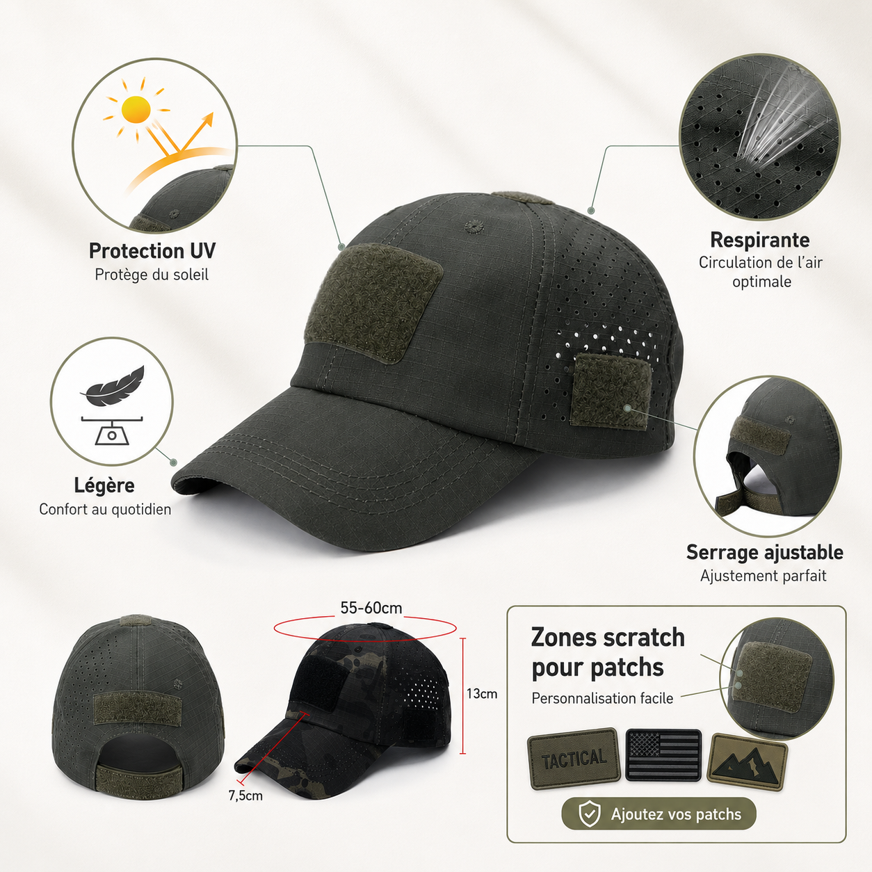 Casquette camouflage protection UV Passion Randonnee portee en randonnee, style discret.