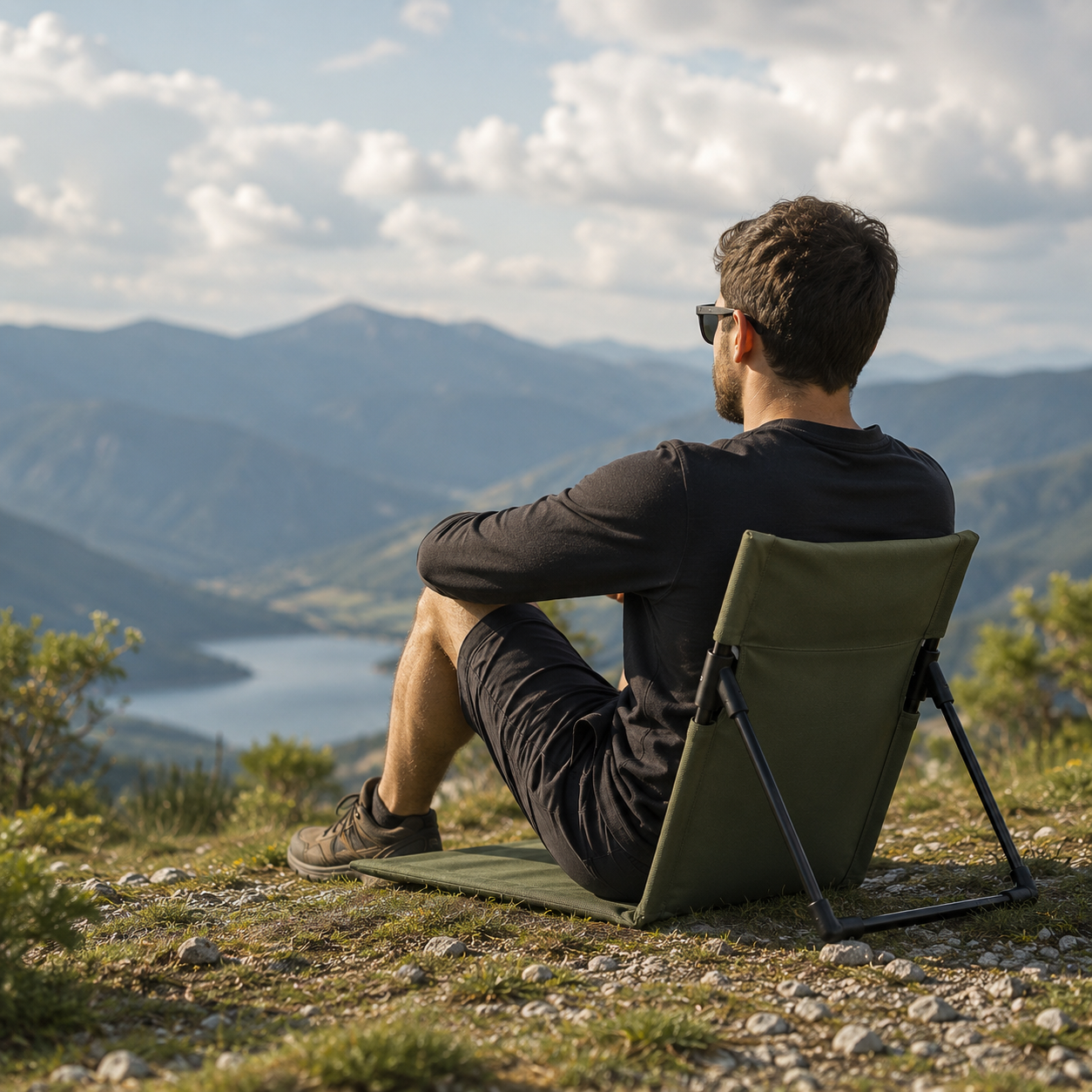 Profil de la chaise de camping legere Passion Randonnee, structure fine et ergonomique.