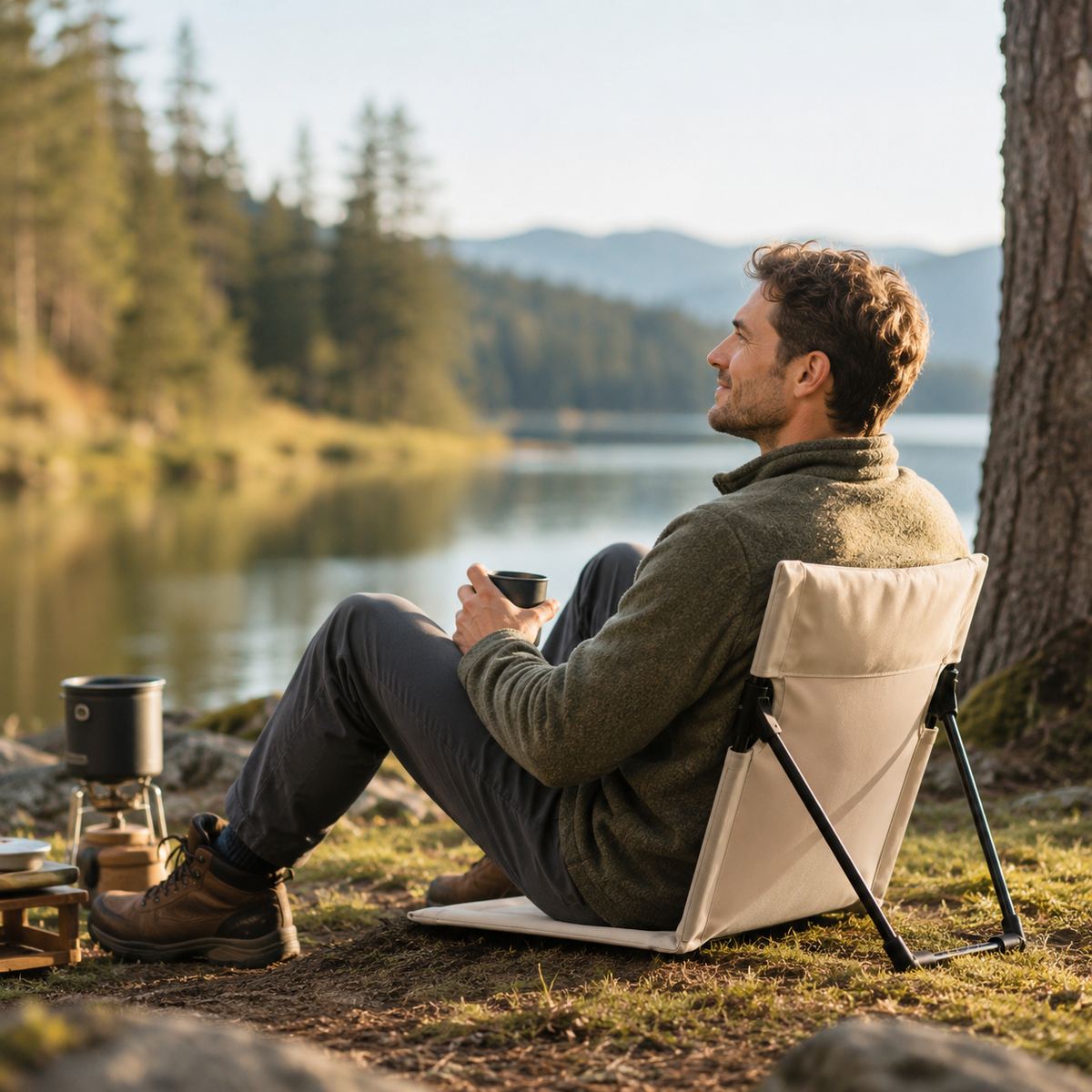 Chaise de camping legere Passion Randonnee, vue de face, confort et legerete pour la randonnee.