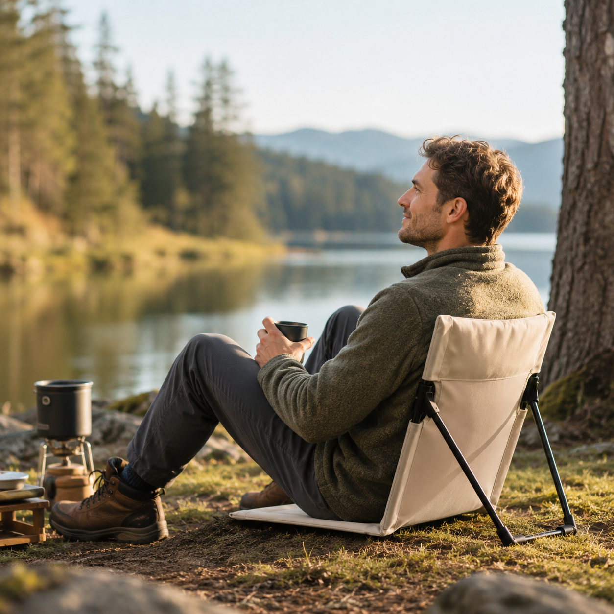 Chaise de camping legere Passion Randonnee, vue de face, confort et legerete pour la randonnee.