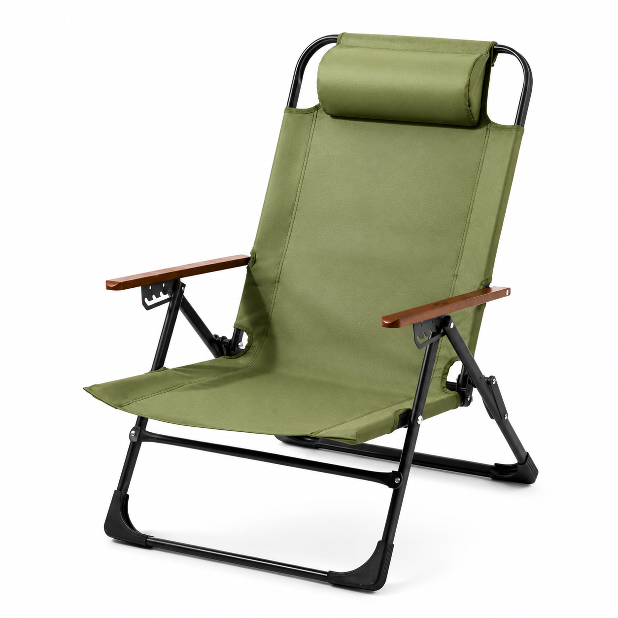 Detail de l'accoudoir de la chaise de camping pliante Passion Randonnee, confort optimal.