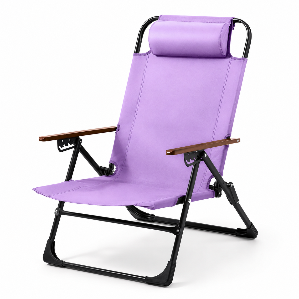 Chaise camping avec accoudoirs Passion Randonnee repliée, compacte pour le transport.