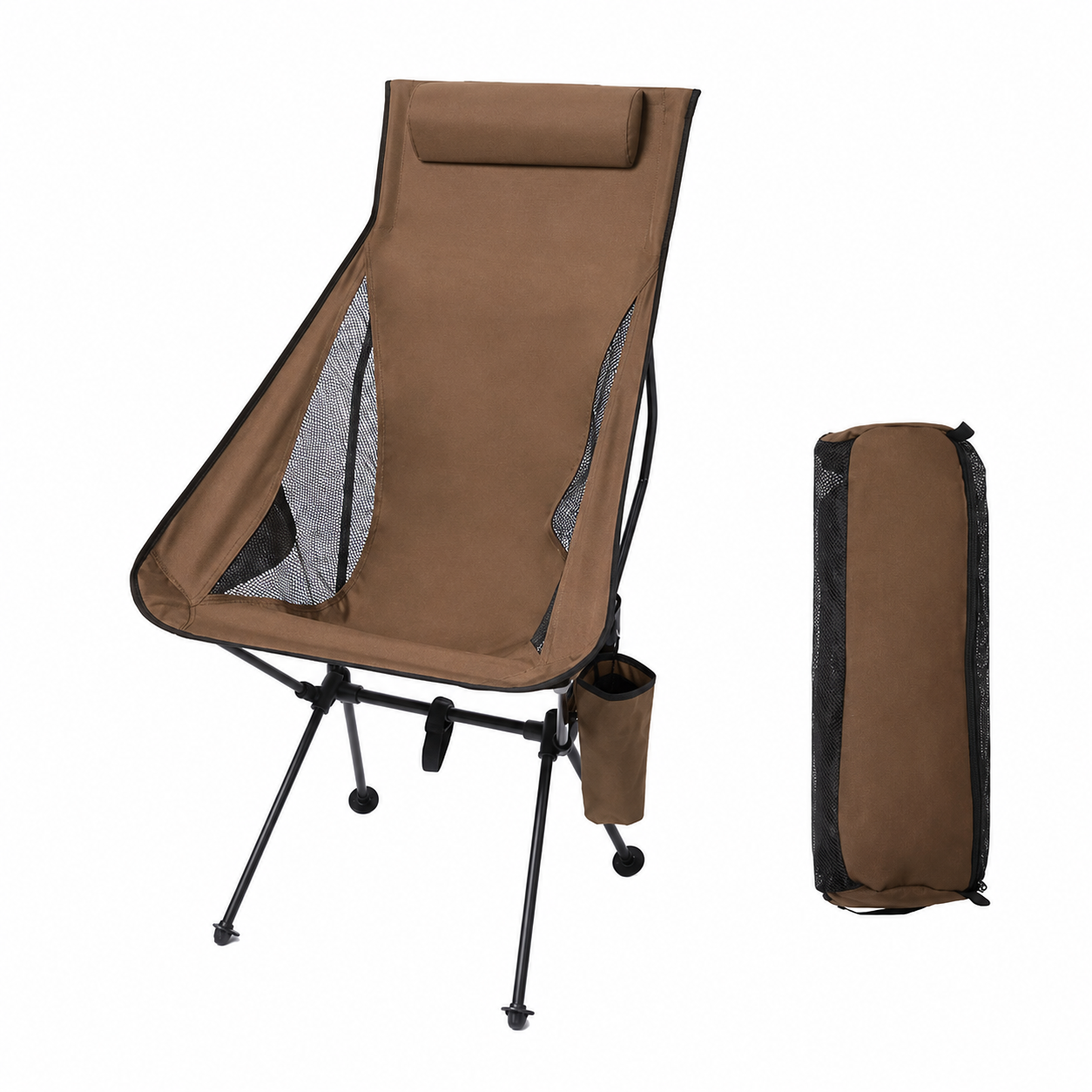 Chaise camping pliante aluminium Passion Randonnee utilisee en exterieur, stable sur tout terrain.