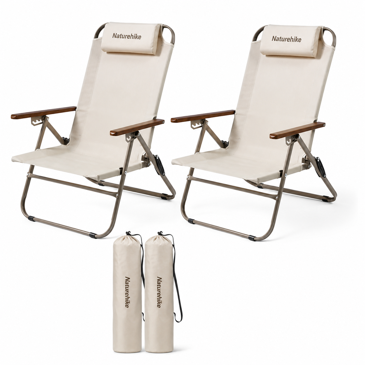 Chaise camping dossier réglable Passion Randonnee repliée, easy transport.