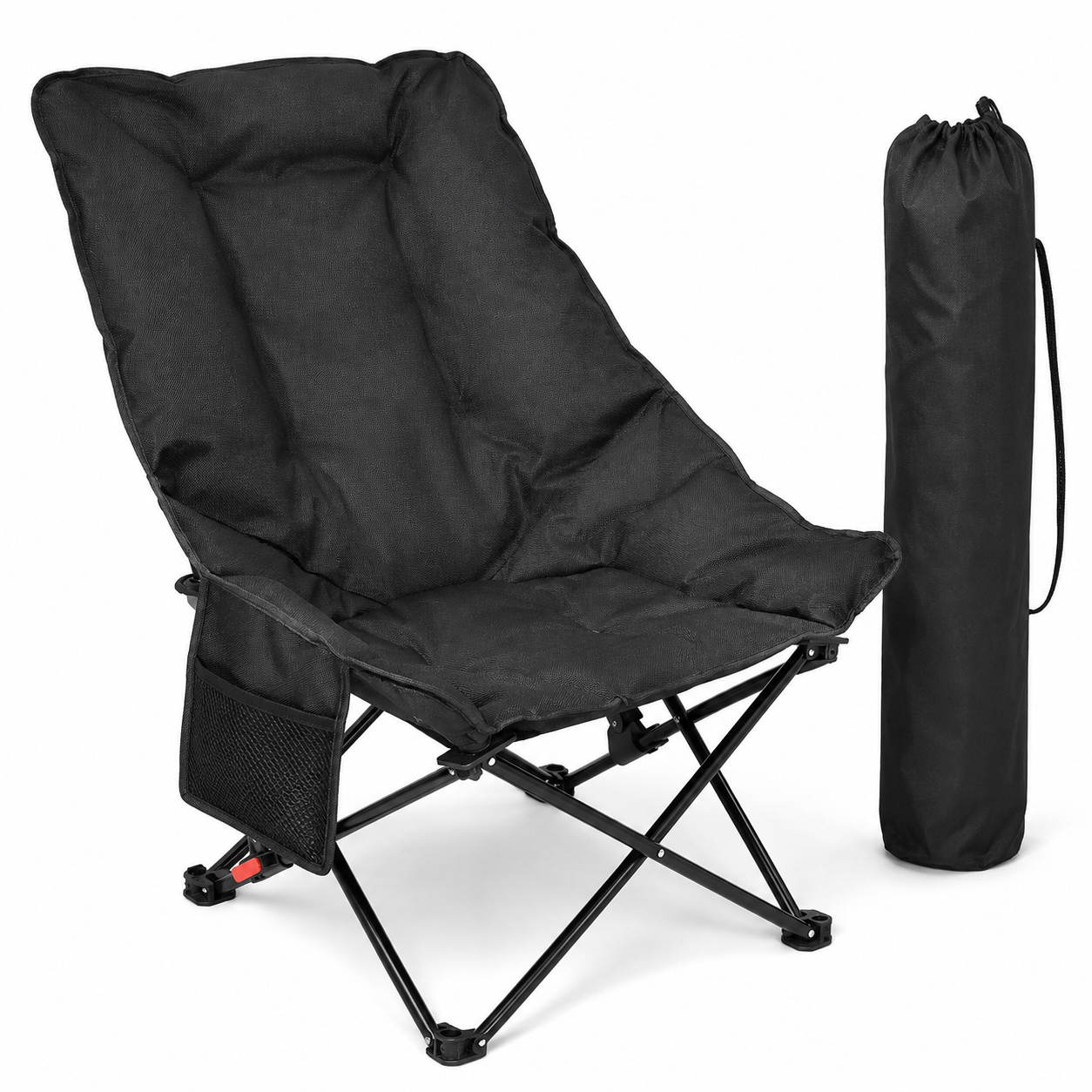 Detail de l'assise rembourrée de la chaise de camping pliante Passion Randonnee.
