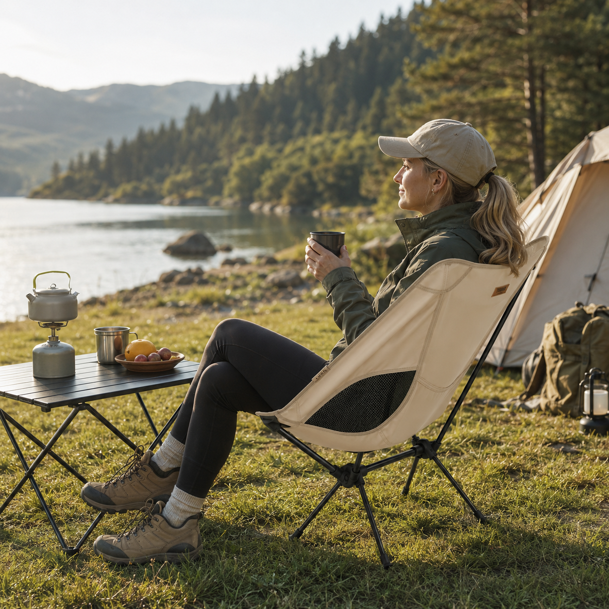 Chaise de camping ultralegere Passion Randonnee, vue de face, ideale pour la randonnee.