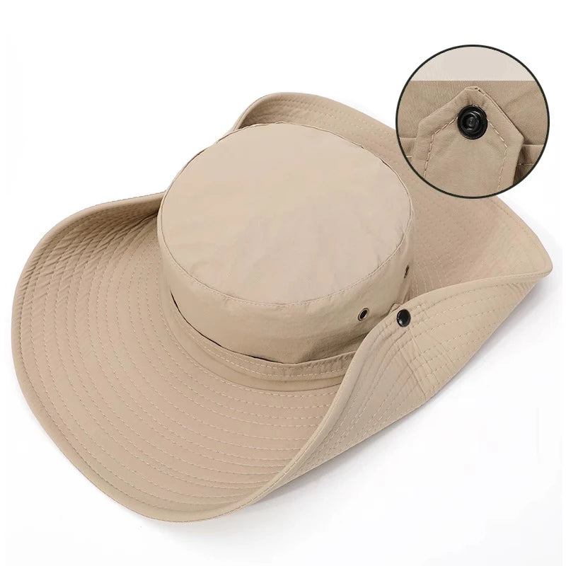 Chapeau outdoor randonnée respirant anti chaleur porté en extérieur sur sentier Passion Randonnée.
