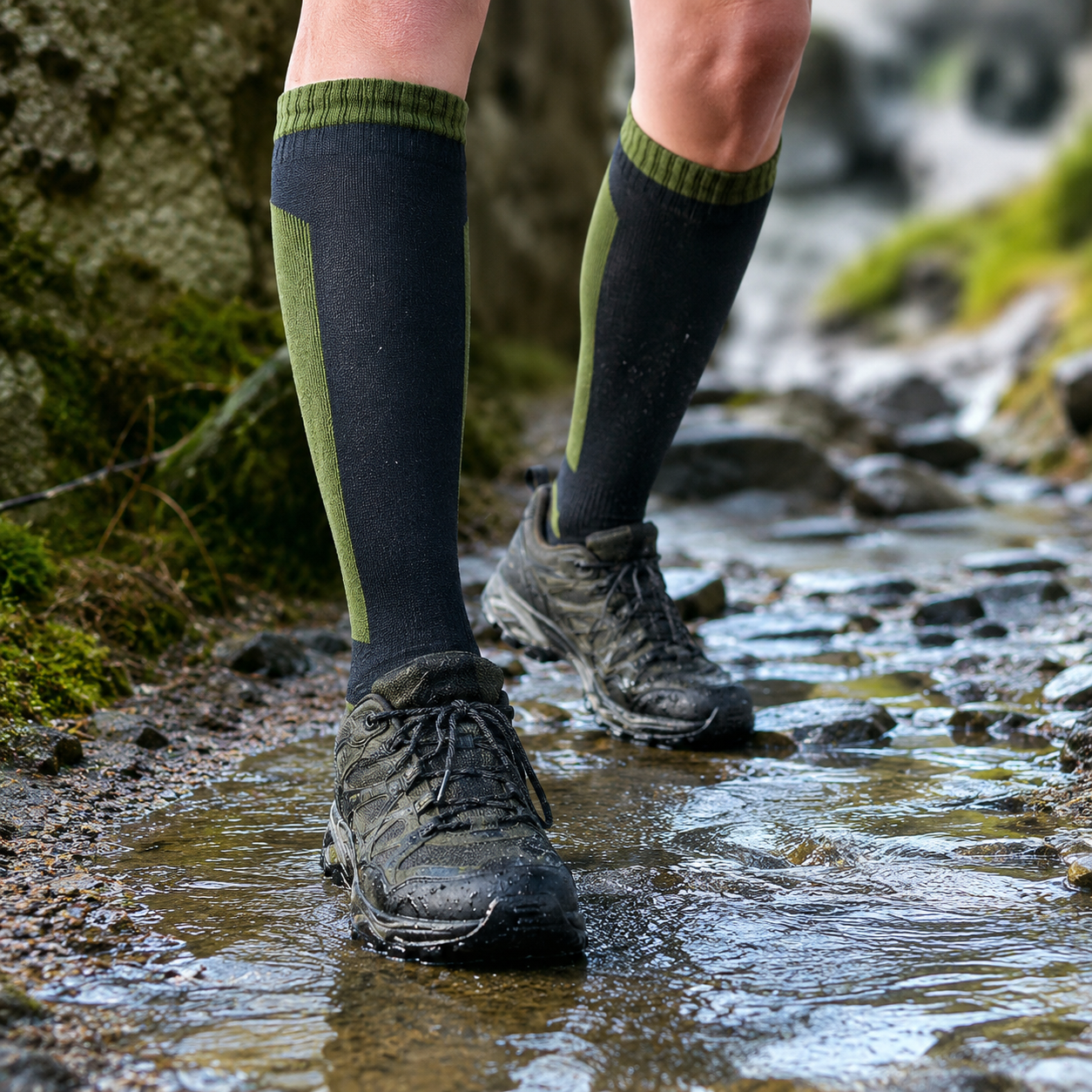Chaussettes randonnée waterproof longues vue de face, équipement outdoor Passion Randonnée.