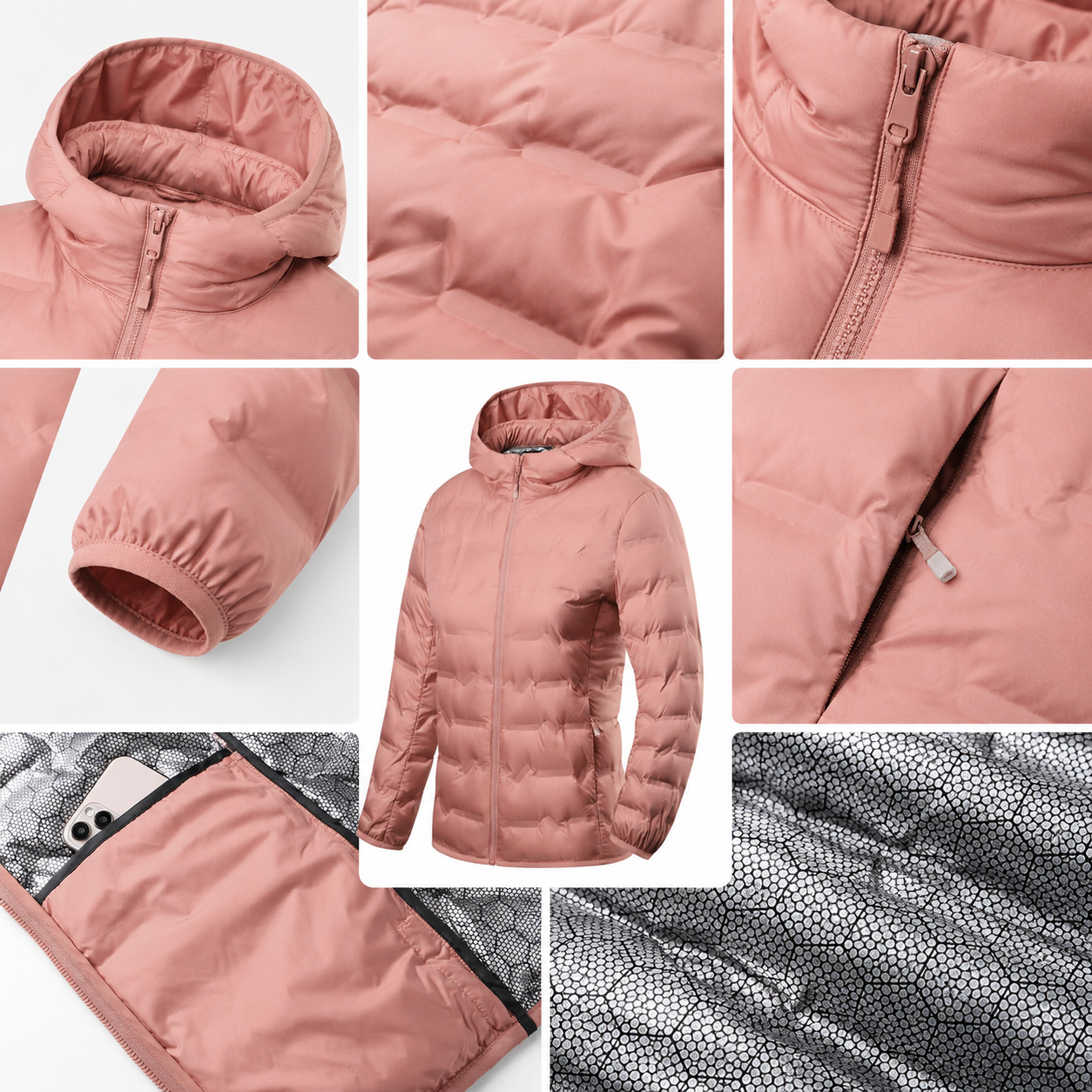 Doudoune legere femme a capuche Passion Randonnee de profil, coupe slim et chaude.