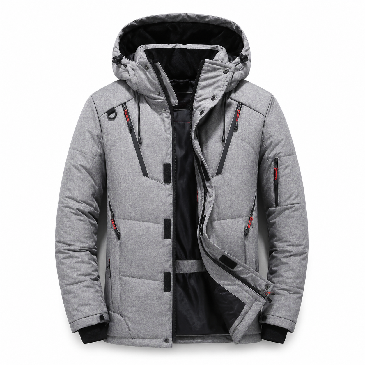 Detail de la fermeture eclair de la doudoune homme grand froid Passion Randonnee.