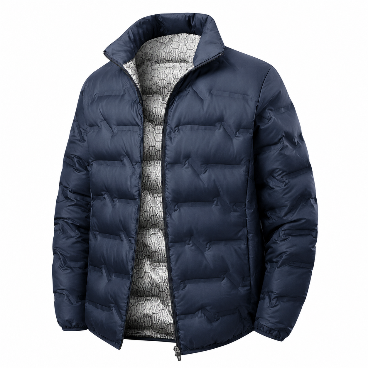 Detail du matelassage de la doudoune homme impermeable hiver Passion Randonnee, chaleur et legerete.