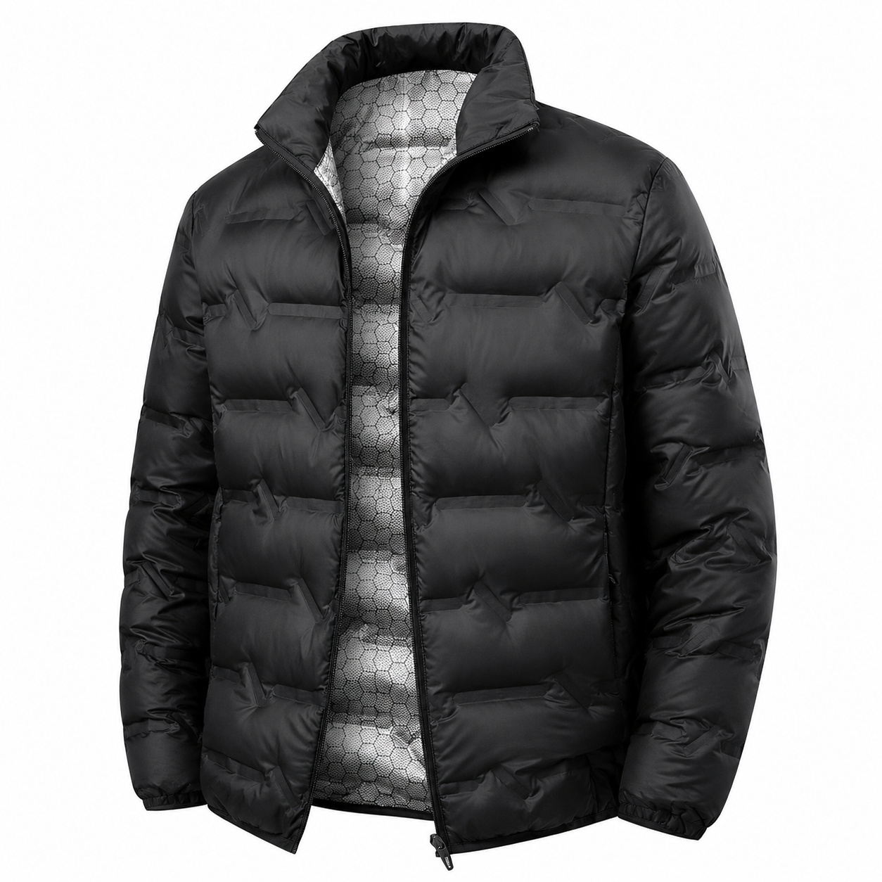 Doudoune impermeable hiver homme Passion Randonnee portee sur sentier enneige.