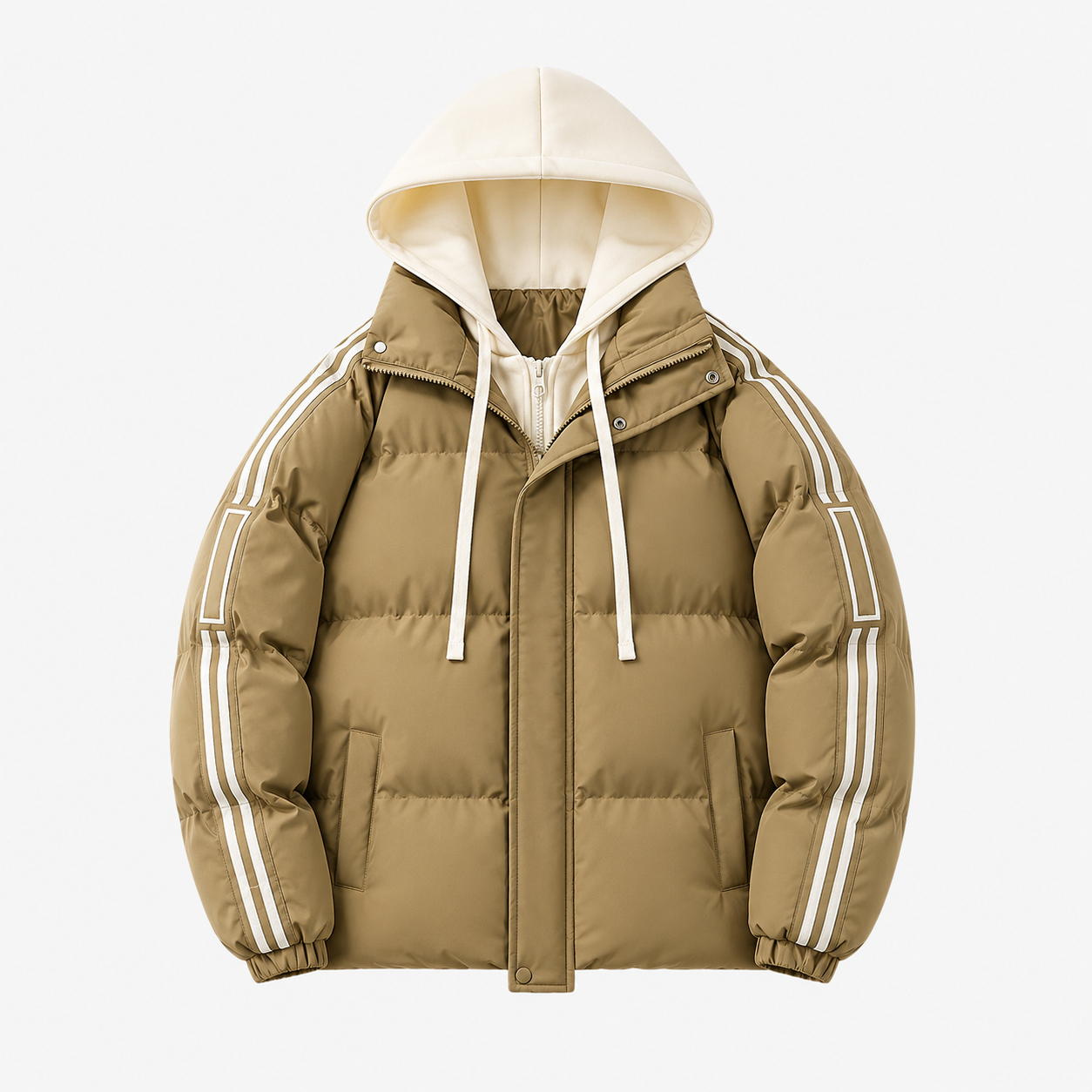 Doudoune outdoor mixte hiver Passion Randonnee portee sur sentier neigeux.