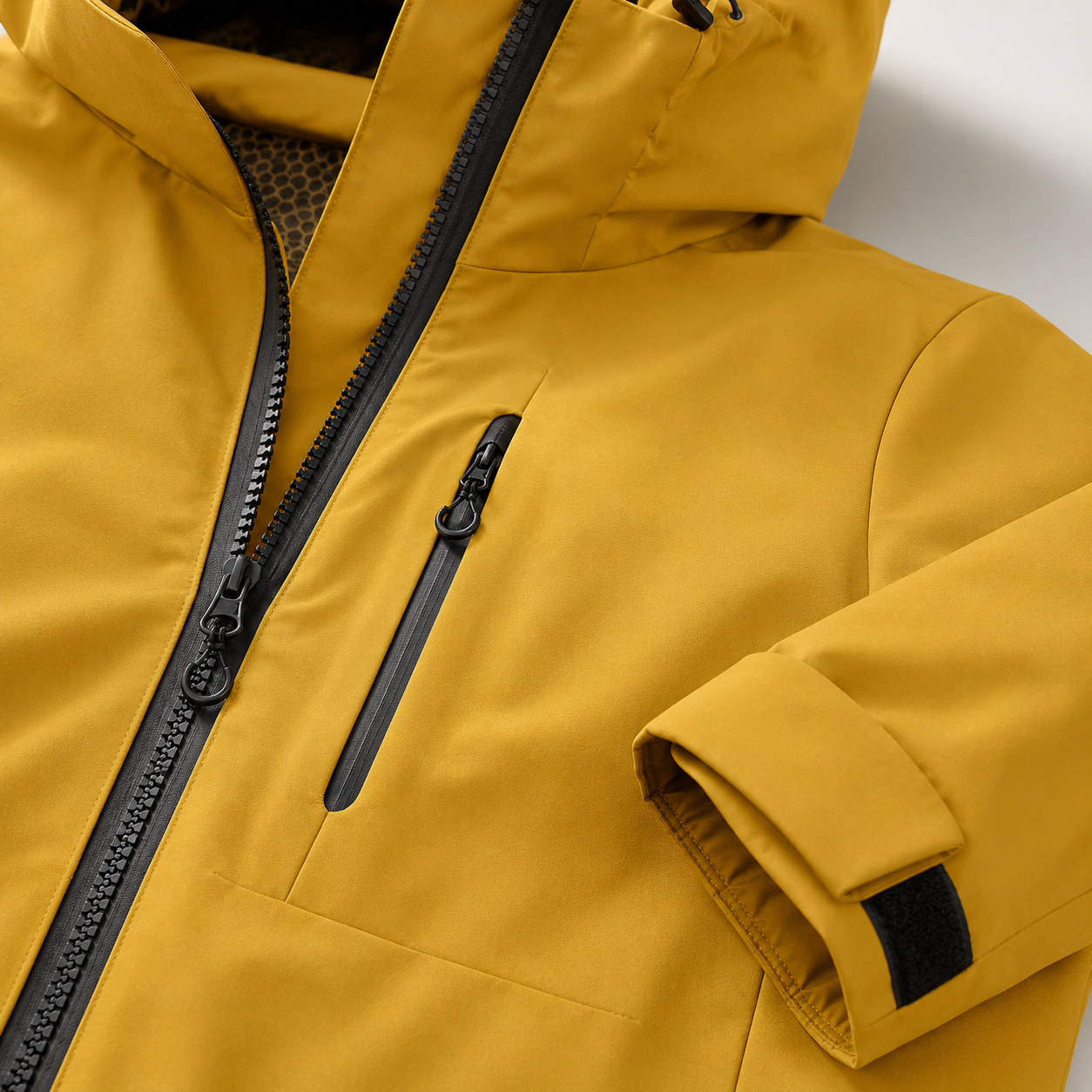 Detail de la capuche de la doudoune thermique unisex Passion Randonnee, ajustable et protectrice.