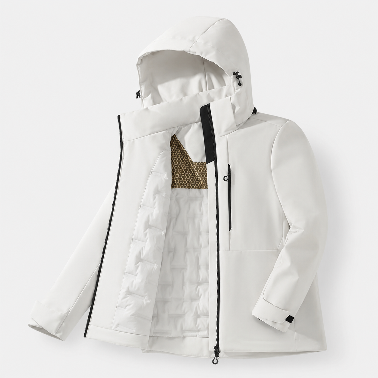 Gros plan sur le tissu matelasse de la doudoune unisex Passion Randonnee, legerete et chaleur.