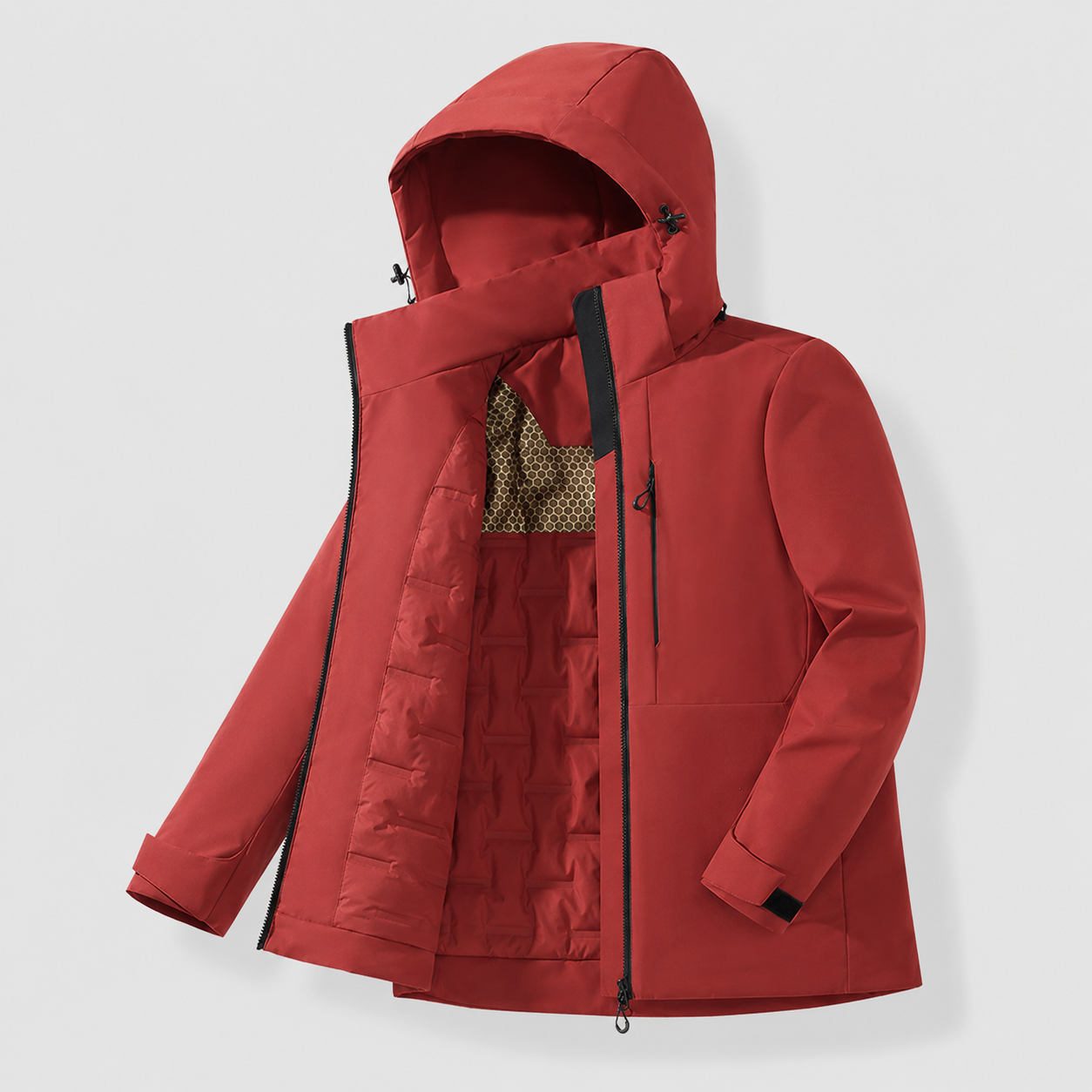 Doudoune thermique unisex Passion Randonnee portee en randonnee, silhouette ergonomique.