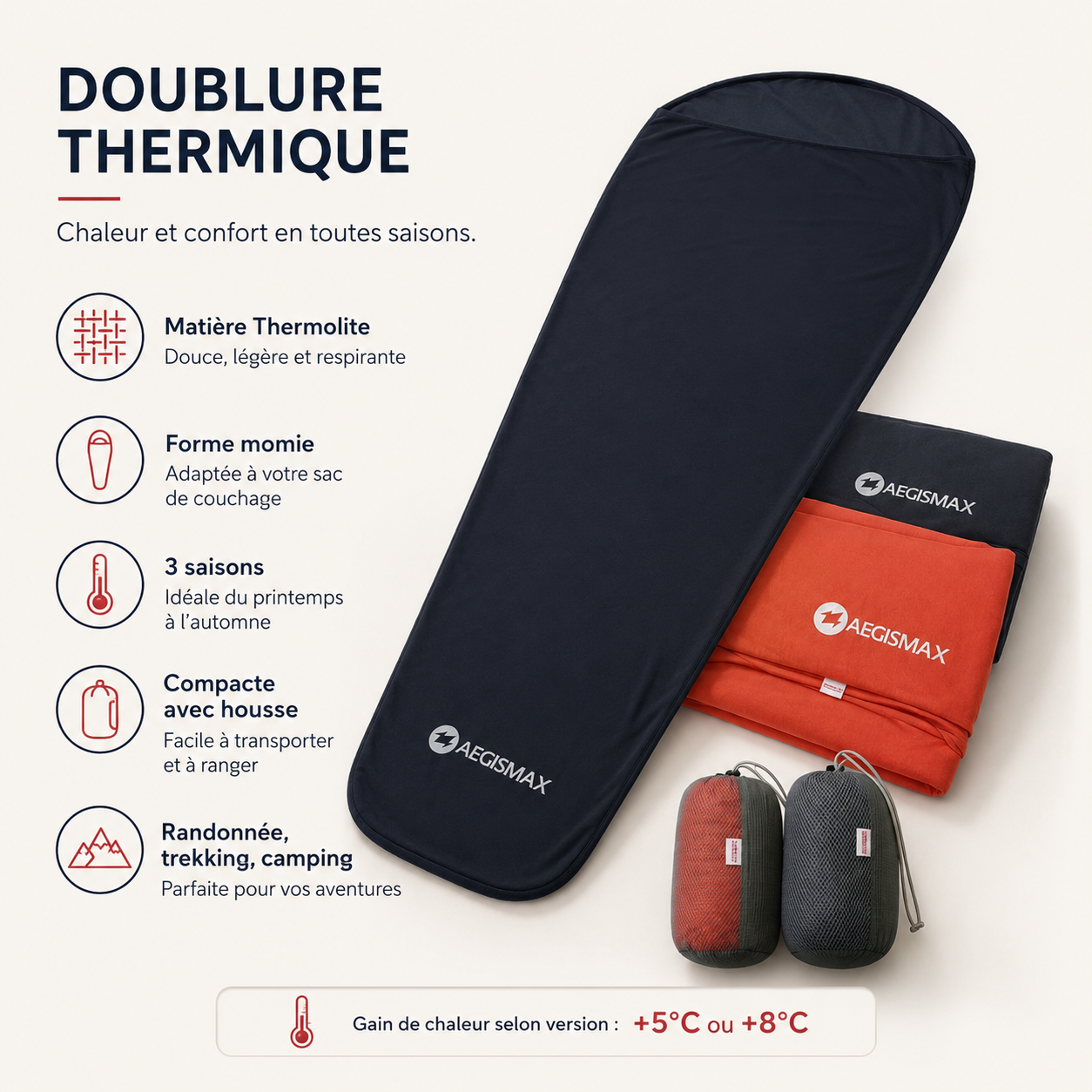 Detail du drap de randonnee chauffant Passion Randonnee, systeme de chauffage USB.