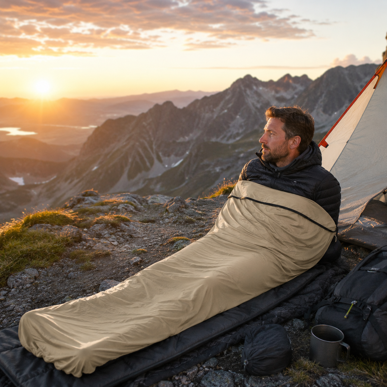 Drap sac de couchage ultralegers randonnee Passion Randonnee, vue de face.