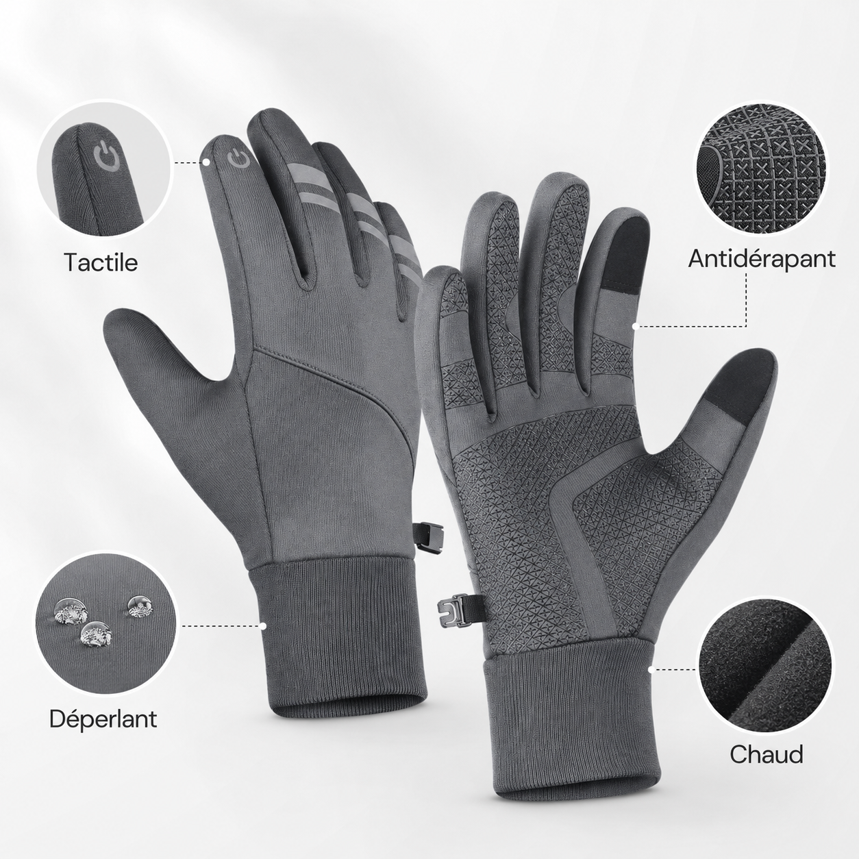 Gants de randonnee etanches hiver Passion Randonnee, vue de face, isolation thermique.