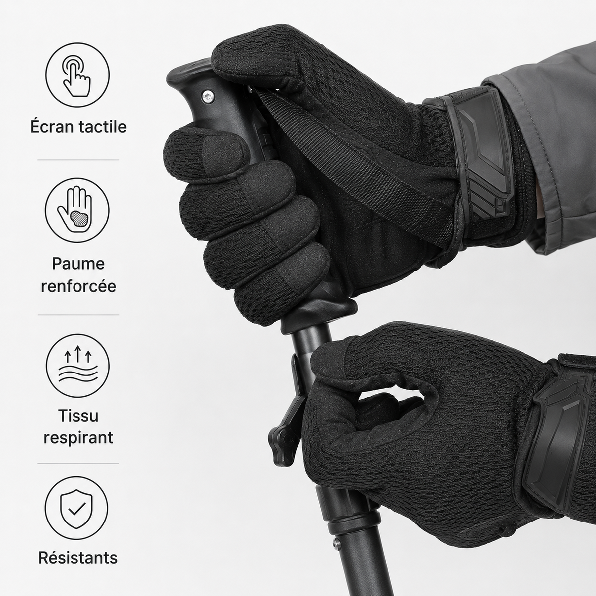 Detail du tissu camouflage tactique des gants Passion Randonnee, resistant et discret.