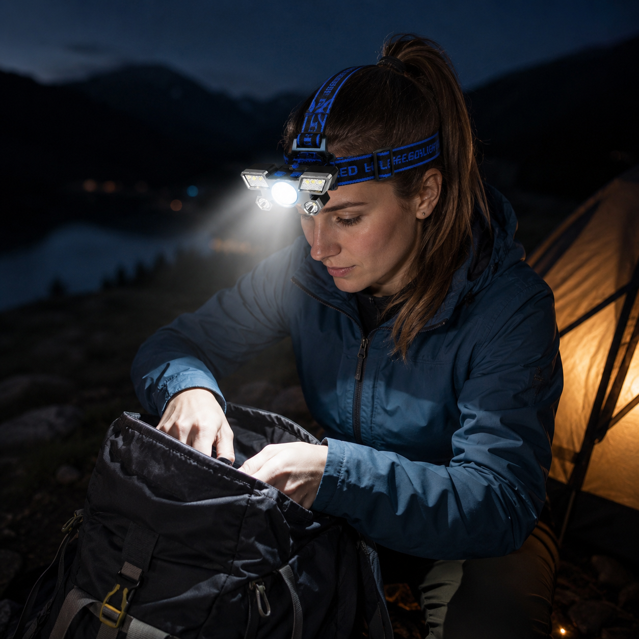 Lampe frontale LED multi-lampes Passion Randonnee en trekking de nuit.