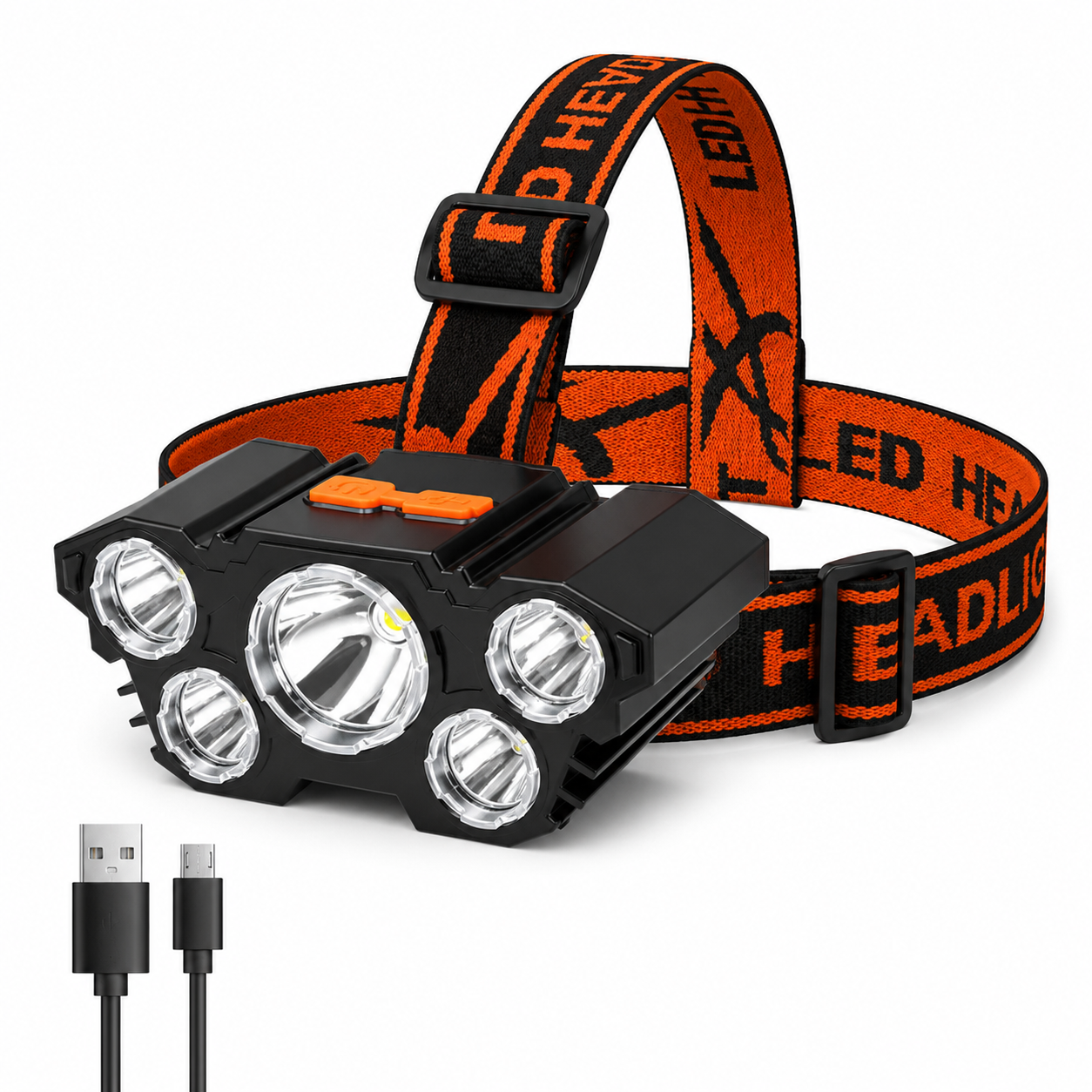 Lampe frontale LED multi-lampes randonnee Passion Randonnee, vue de face.