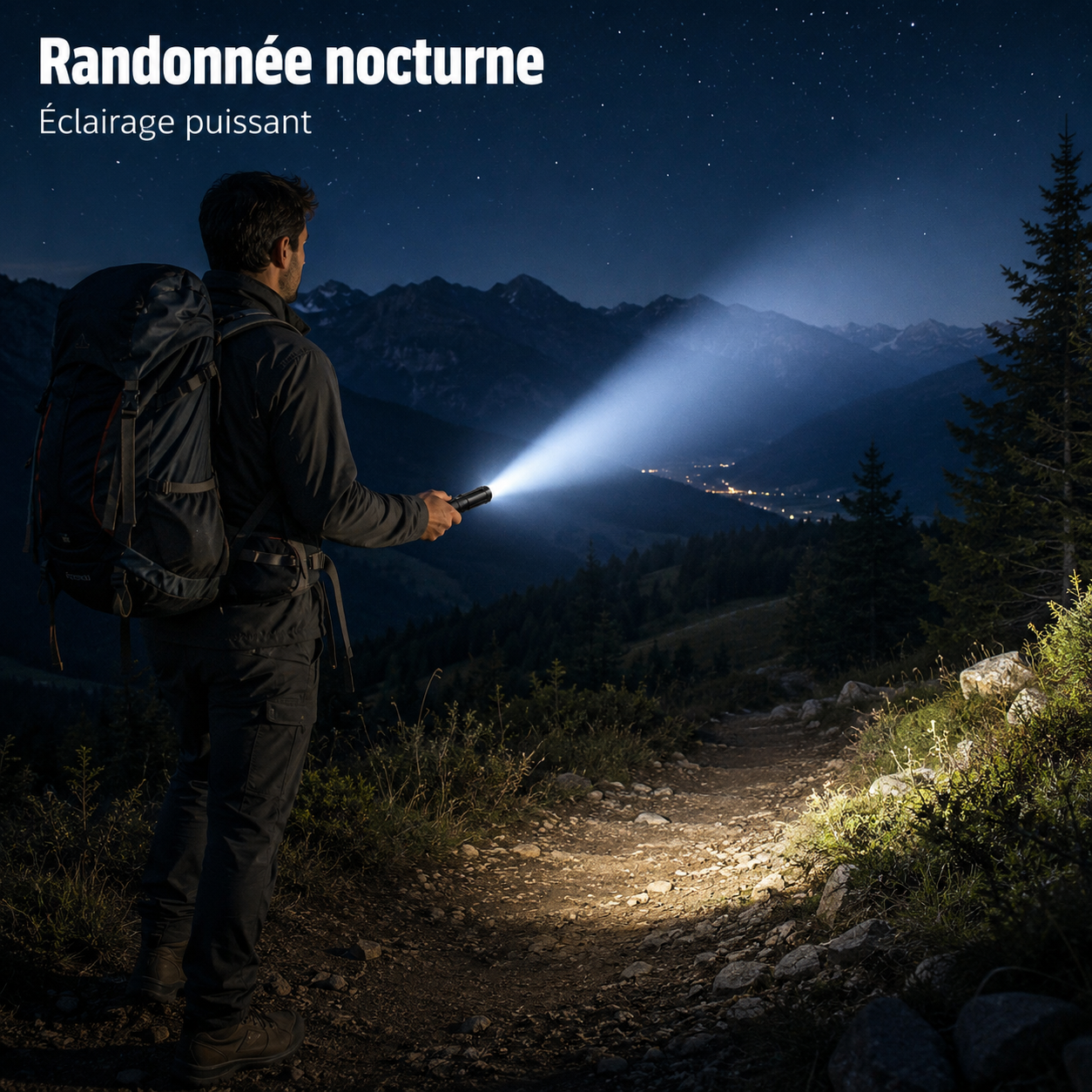 Detail de la tete LED de la lampe torche rechargeable Passion Randonnee.
