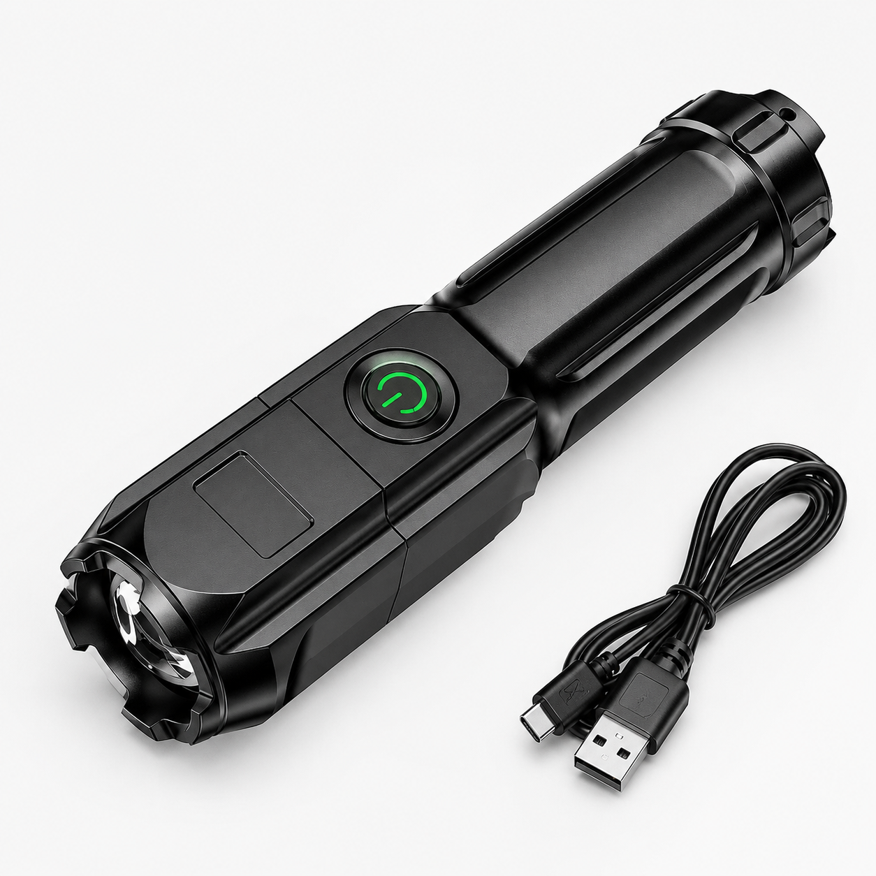 Lampe torche LED rechargeable randonnee Passion Randonnee, vue de face.