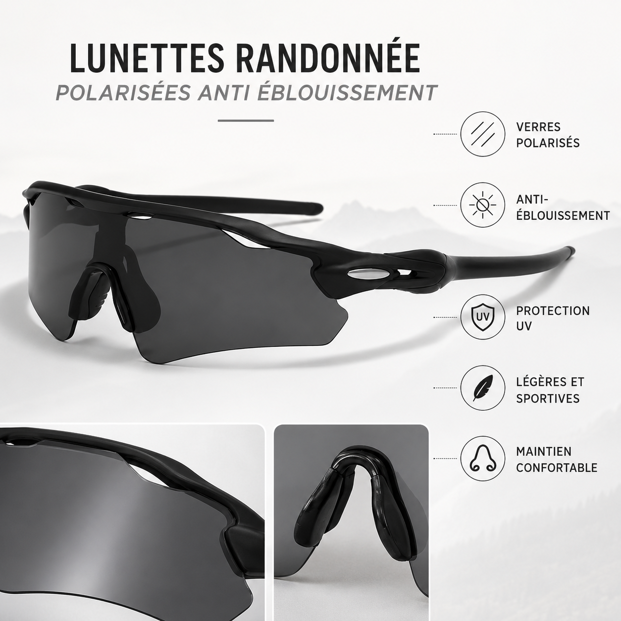 Profil des lunettes de randonnee polarisees anti-eblouissement Passion Randonnee.