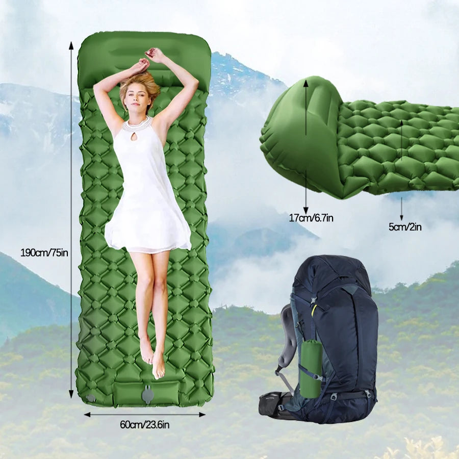 Matelas de couchage randonnée avec pompe intégrée vue de dos Passion Randonnée.