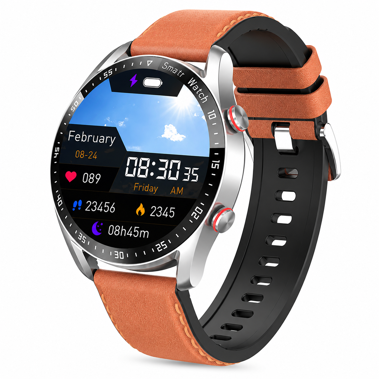 Montre connectee randonnee multifonctions Passion Randonnee portee en exterieur sur sentier.
