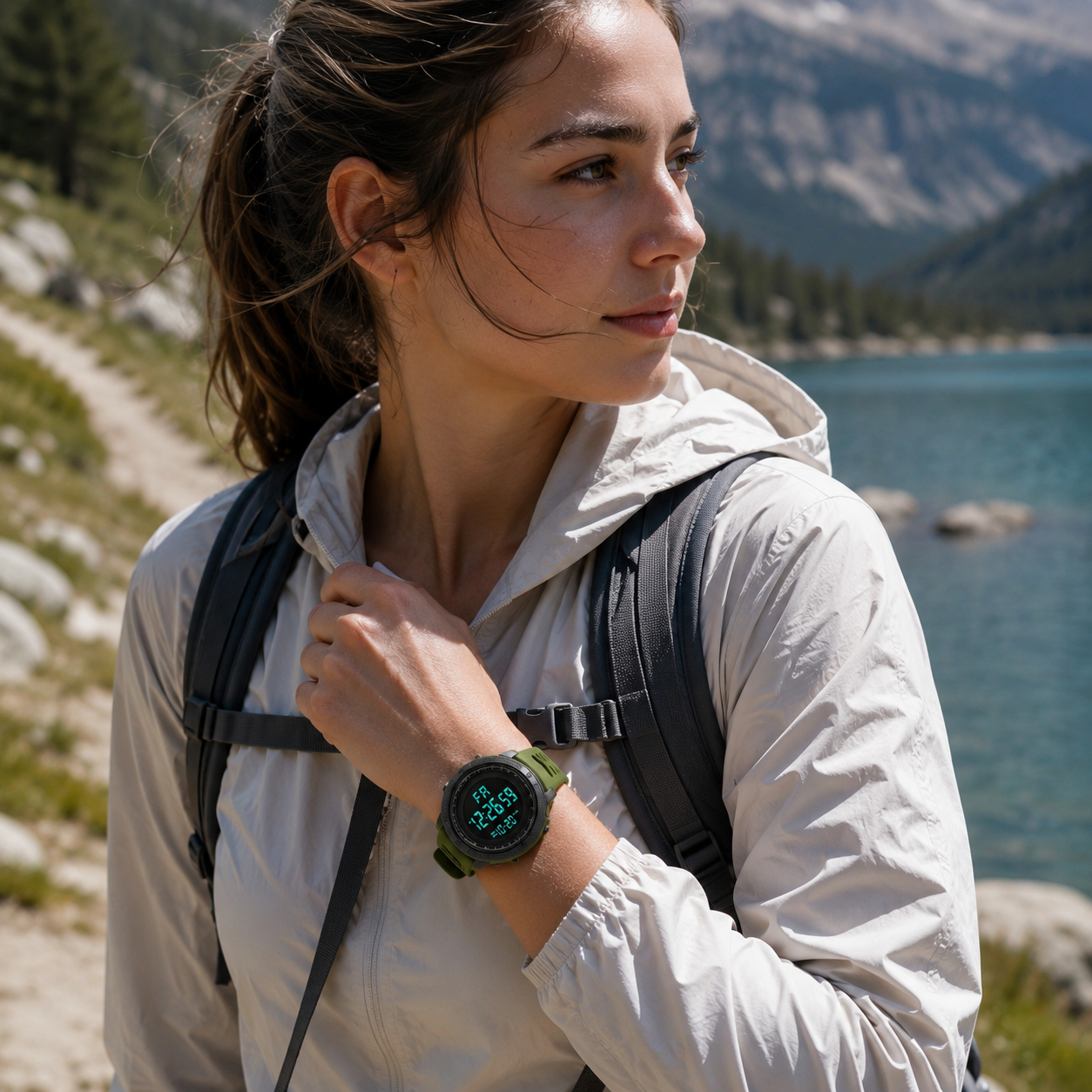 Profil de la montre sport randonnee etanche Passion Randonnee, boitier solide.