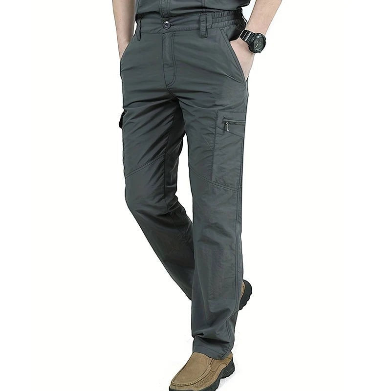Pantalon cargo homme gris nylon multi-poches ultra leger Passion Randonnee, outdoor.